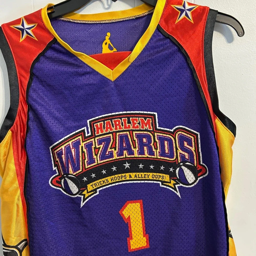 Harlem Wizards Youth Large Basketball Jersey Purple Gold Red Stars Number 1 YL
